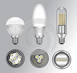 realistic led bulbs, various type led bulbs interior, light bulbs home interior decoration.