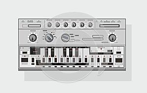 Realistic legendary acid synthesizer in vector.