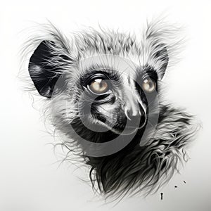 Realistic Lemur Portrait Tattoo Drawing With High Contrast