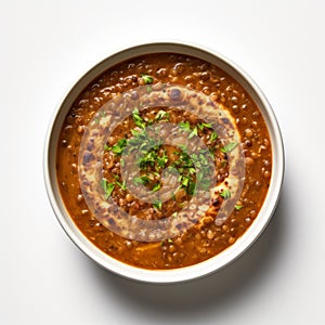 Realistic Lentil Soup Bowl On Ivory Background - High Resolution Stock Photo