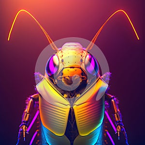 Realistic lifelike cockroach roach pest insect in fluorescent electric highlighters ultra-bright neon outfits