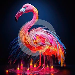 Realistic lifelike flamingo bird in renaissance regal medieval noble royal outfits