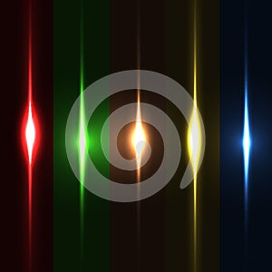 Realistic light glare sparkle, highlight set. Collection of beautiful bright lens flares.