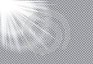 Realistic light rays with transparent background. Great for editing, graphic design, and decorative visual effects. Bright light
