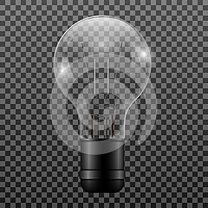 Realistic lightbulb isolated on transparent background, vector