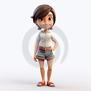 Realistic Lighting 3d Render Of Cartoon Girl Fiona In Shorts