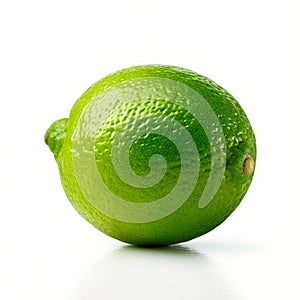 Realistic Lime On White Background: Lomography Style