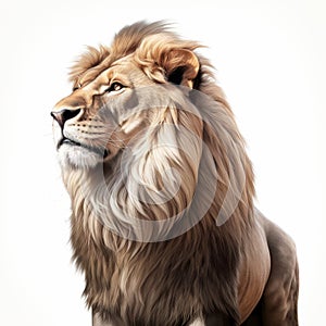 Realistic Lion Portrait On White Background - Stunning Artwork