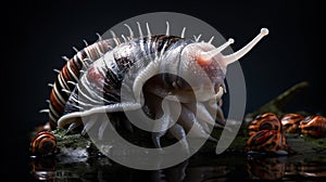 Realistic looking alien lifeform snail creature xenomorph with dramatic lighting