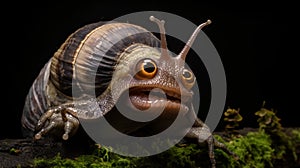 Realistic looking alien lifeform snail creature xenomorph with dramatic lighting