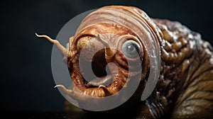 Realistic looking alien lifeform snail creature xenomorph with dramatic lighting