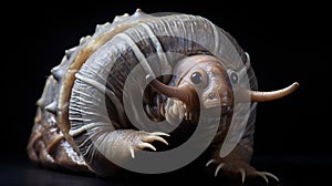 Realistic looking alien lifeform snail creature xenomorph with dramatic lighting