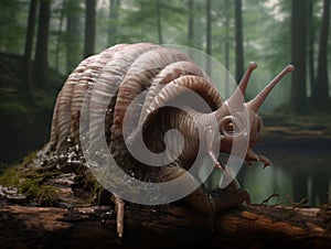 Realistic looking alien lifeform snail creature xenomorph with dramatic lighting