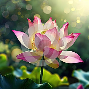 realistic lotus flower closeup macro view with ultra details and bokeh background effect