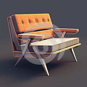 Realistic Lounge Chair Vintage 3d Model In Rustic Futuristic Style photo