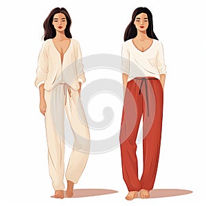 Realistic Lounge Pants: Beige, Amber, White, And Red