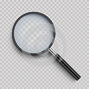 Realistic Magnifying glass with shadow on a transparent background - stock vector