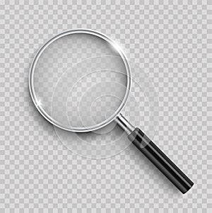 Realistic Magnifying glass with shadow on a transparent background - stock vector