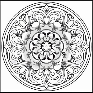 Realistic Mandala Coloring Page With Ottoman Art And Art Deco Sensibilities