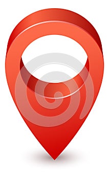 Realistic map pin. Red location pointer. Navigation tag