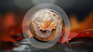 Realistic Maple Leaf Badge With Fantasy Elements