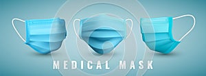 Realistic medical face mask. Details 3d medical mask. Vector illustration