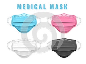 Realistic medical face mask. Details 3d medical mask. Vector illustration