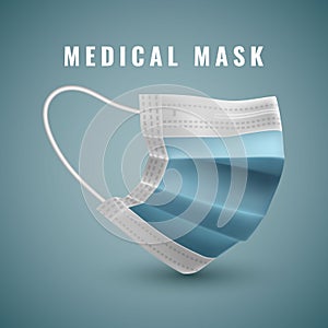 Realistic medical face mask. Details 3d medical mask. Vector illustration