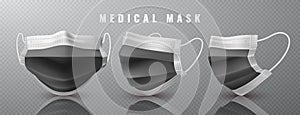 Realistic medical face mask. Details 3d medical mask. Vector illustration