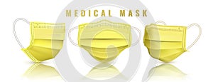 Realistic medical face mask. Details 3d medical mask. Vector illustration