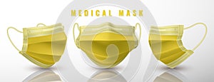 Realistic medical face mask. Details 3d medical mask. Vector illustration