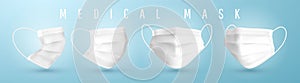 Realistic medical face mask. Details 3d medical mask. Vector illustration