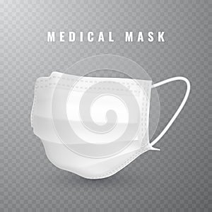 Realistic medical face mask. Details 3d medical mask. Vector illustration