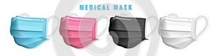 Realistic medical face mask. Details 3d medical mask. Vector illustration