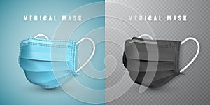 Realistic medical face mask. Details 3d medical mask. Vector illustration