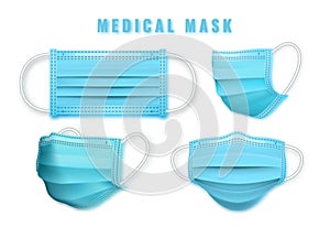 Realistic medical face mask. Details 3d medical mask. Vector illustration