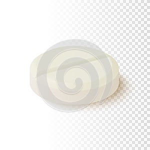 Realistic medical pill isolated on transparent background.