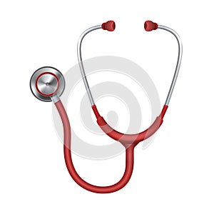 Realistic medical stethoscope, phonendoscope isolated on white background vector illustration