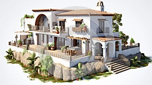 Realistic Mediterranean House Animation With Bold Structural Designs