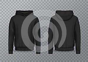 Realistic men hoodie or black 3d hoody, sweatshirt