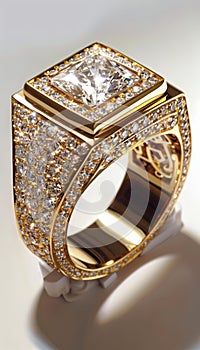 Realistic men s diamond ring in sref style jewelry photographed for stunning effect