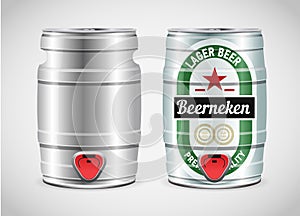 Realistic metal beer keg, vector illustration.