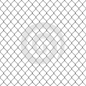 Realistic metal chain link fence seamless pattern. Prison cage wire grid. Security steel mesh barrier, lattice border