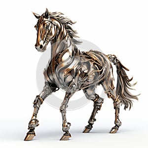 Realistic Metal Horse 3d Model With Surrealistic Elements