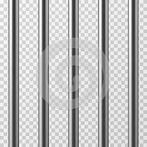 Realistic metal prison bars. Jailhouse grid vector illustration