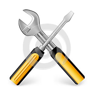 Realistic Metallic Maintenance Tools Icon