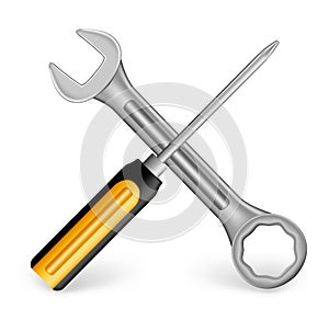 Realistic Metallic Maintenance Tools Icon