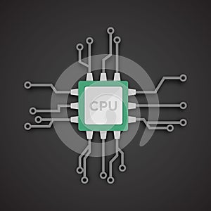 Realistic Microchip vector . CPU, Central processing unit, computer processor