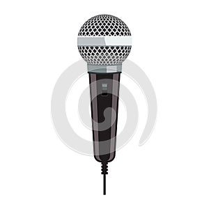 Realistic Microphone for Karaoke with flat color style design.