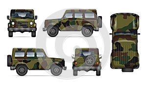 Realistic military truck vector illustration